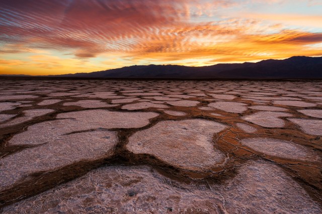 Salt and mud combine to create fascinating patterns in Death Valley National Park at sunset